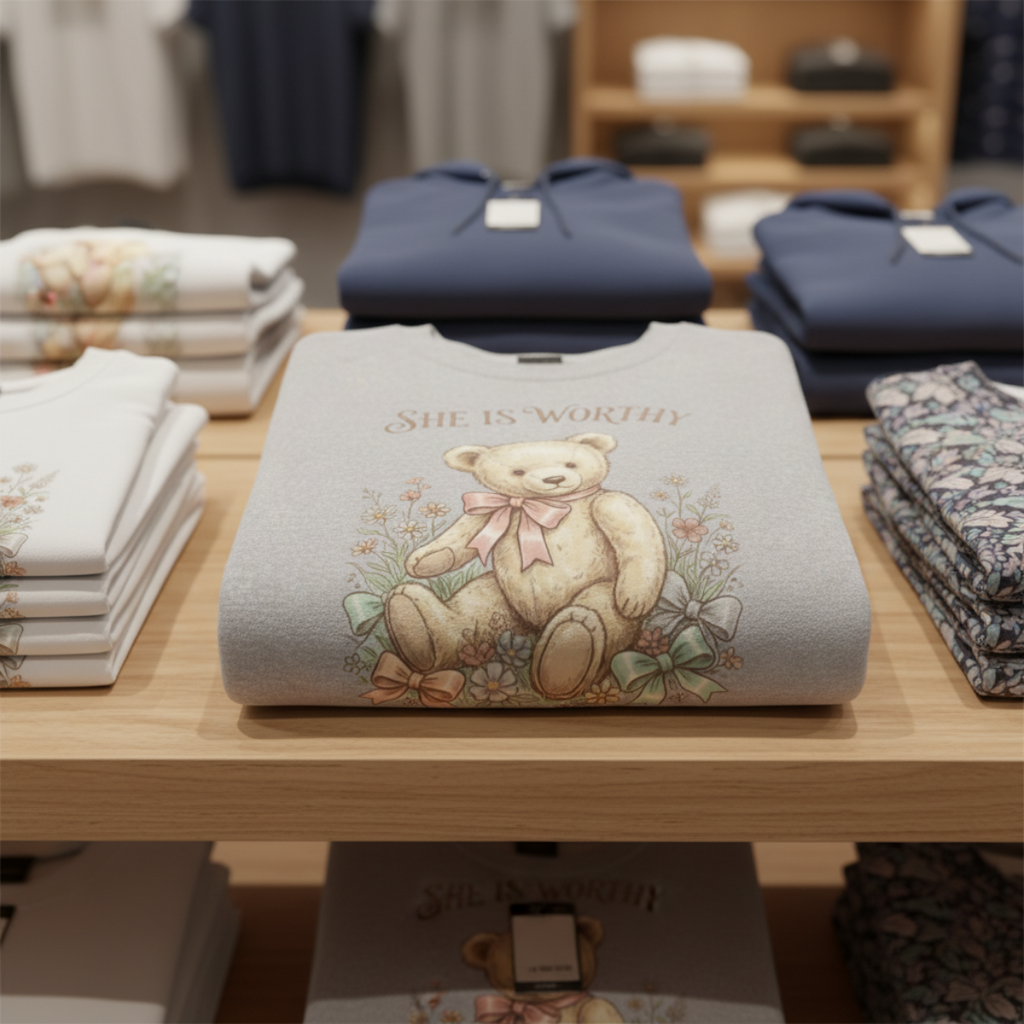 She Is Worthy Sweatshirt — Comforting Floral Crewneck for Women