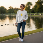 winnie bear embroidered  Floral Crewneck Sweatshirt