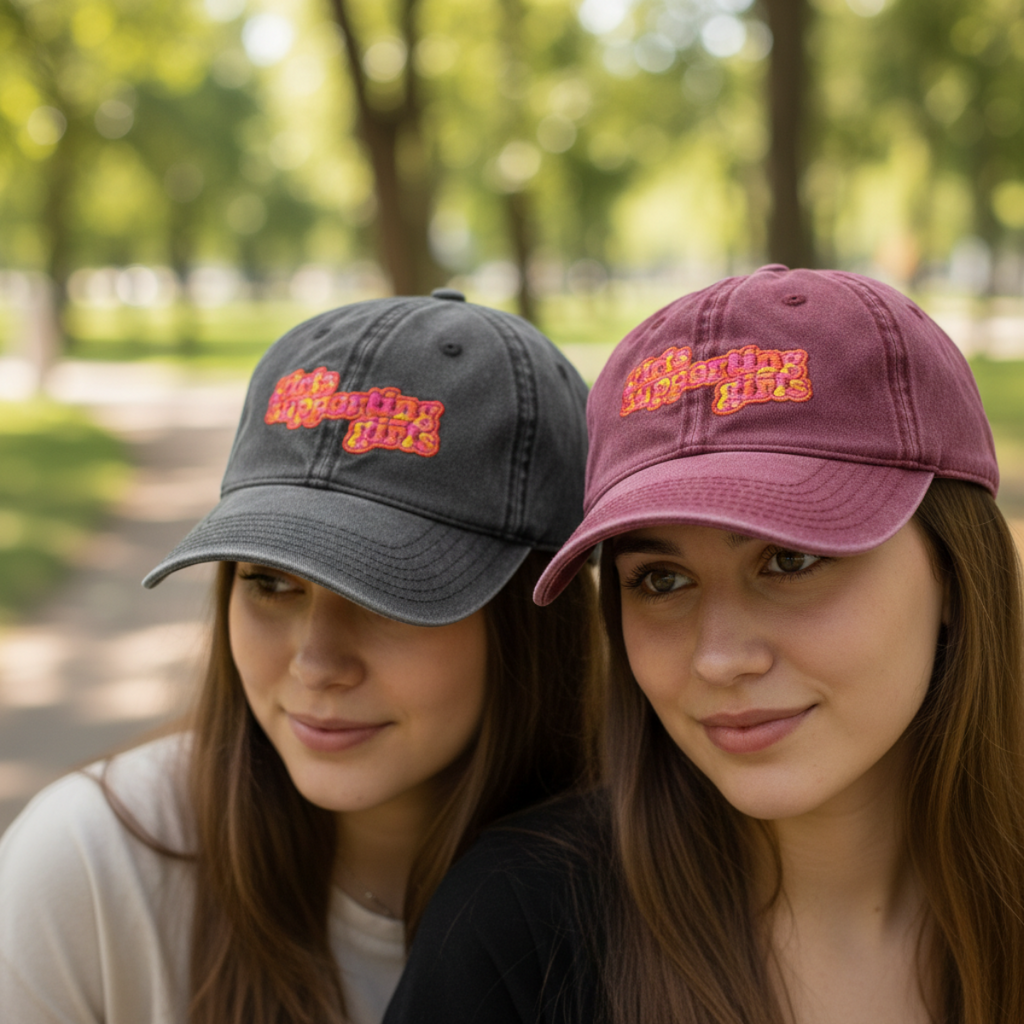 Vintage girls supporting girls — Retro embroidered Hat