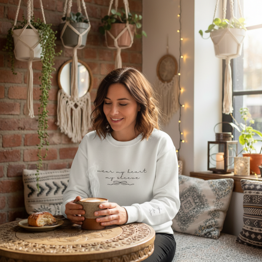 'i wear my heart on my sleeve' customizable  Crewneck Sweatshirt