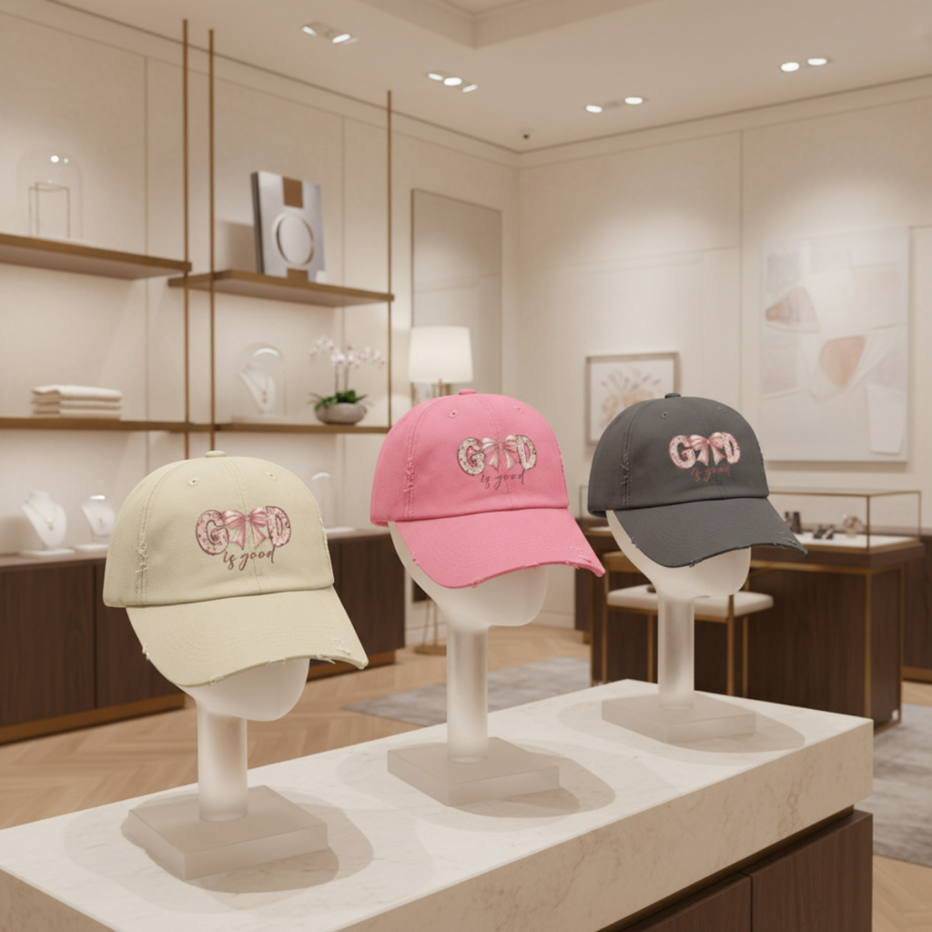 GOD Is Good Distressed Baseball Cap —  Embroidered Hat
