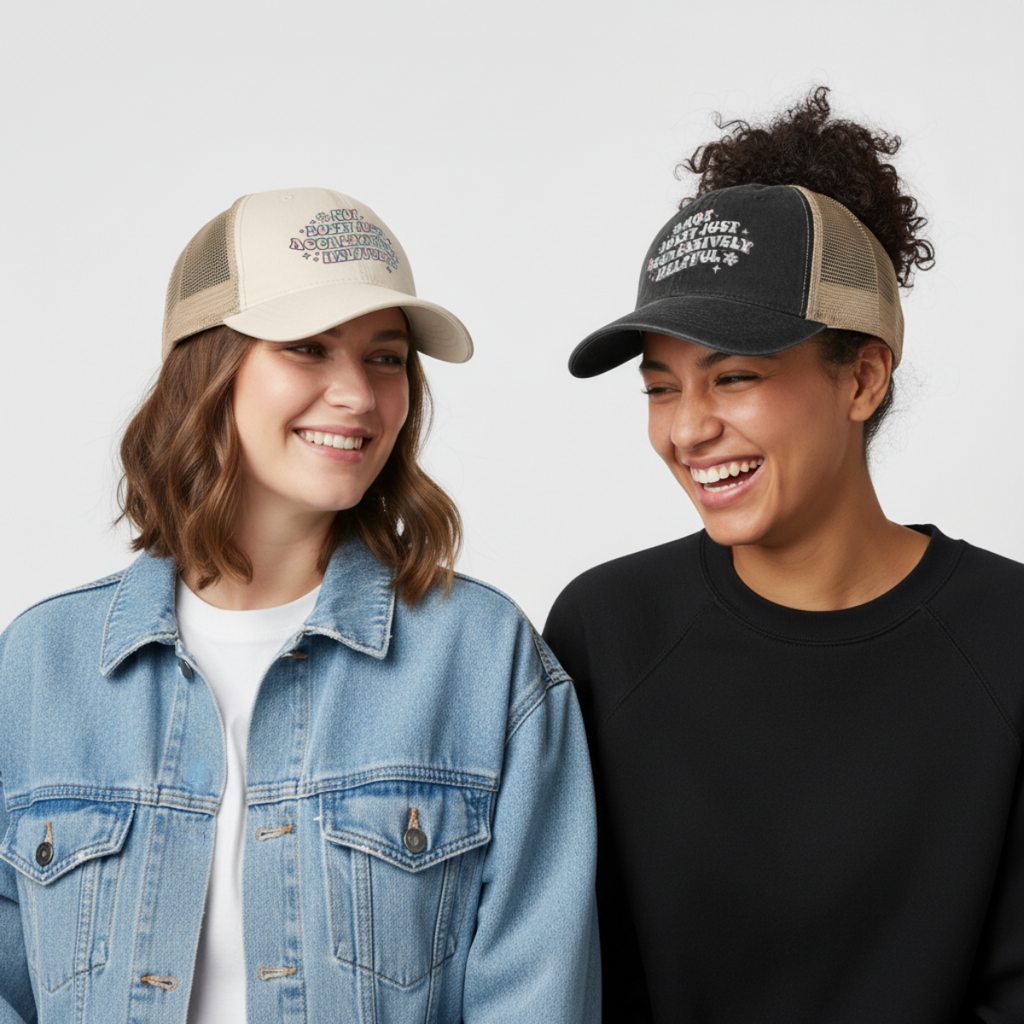 'not bossy just aggressively helpful' Women's Washed Mesh-Back Cap