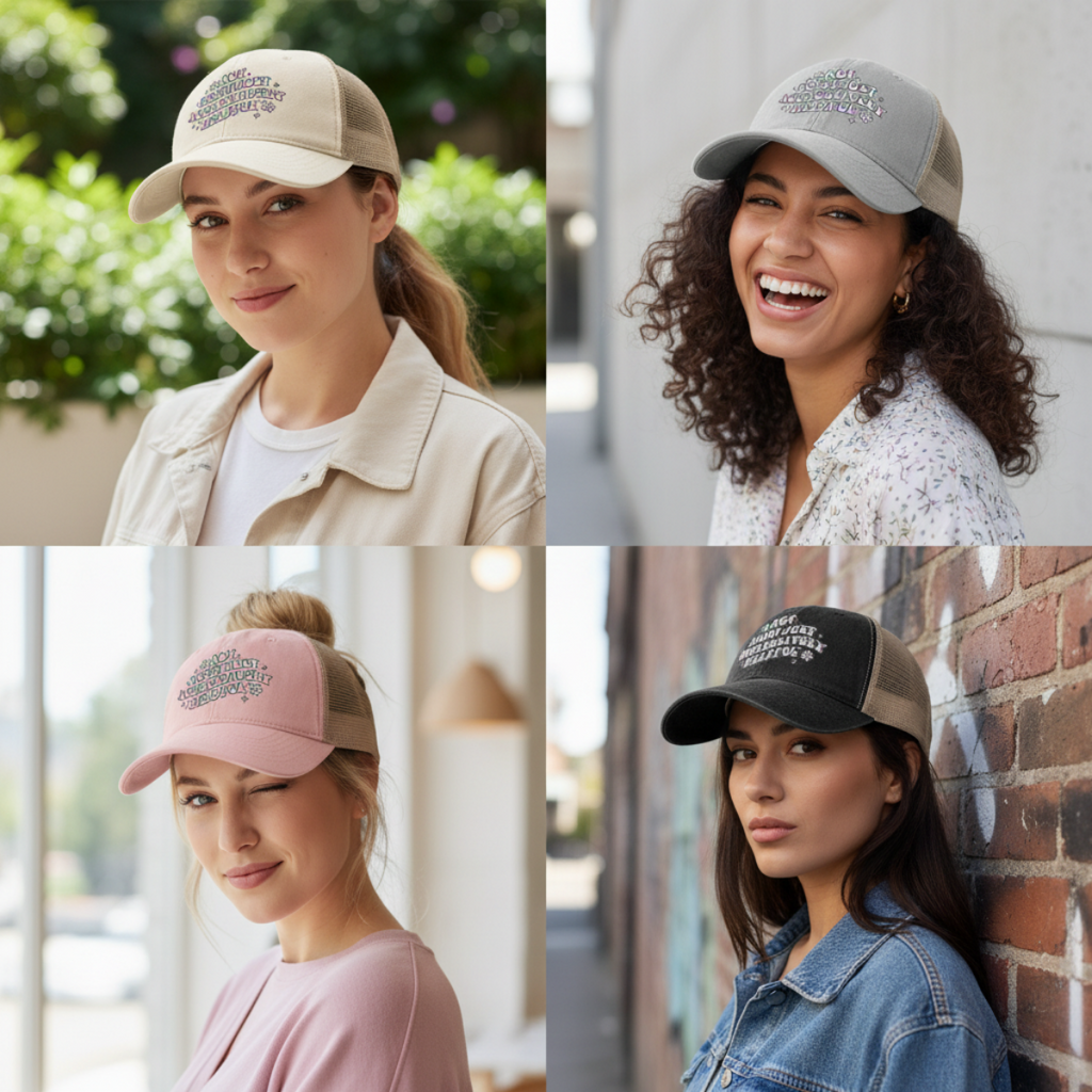'not bossy just aggressively helpful' Women's Washed Mesh-Back Cap