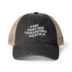 'not bossy just aggressively helpful' Women's Washed Mesh-Back Cap